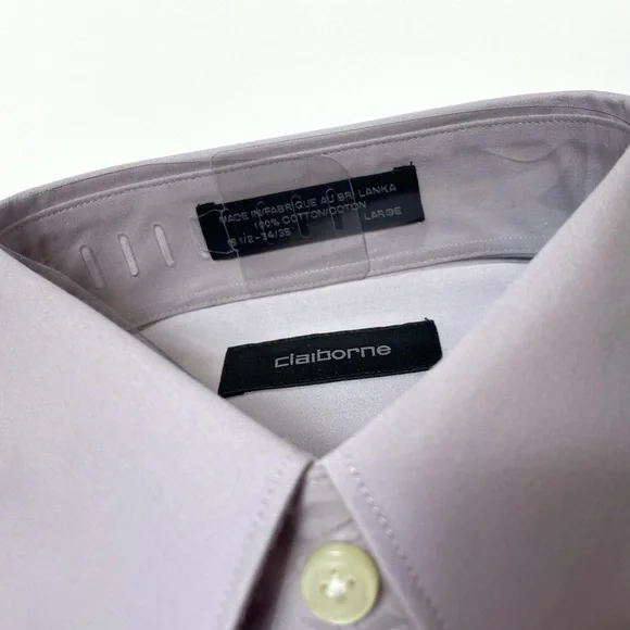 Vintage Claiborne Purple Dress Sport Shirt SZ L 16.5 34 35 Mens Career Buttons - Picture 7 of 7
